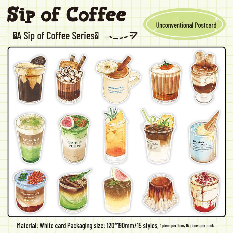 Infeel.Me Coffee Series Postcard Set - 15 Simple Ins Style Greeting Cards for Journaling & Decoration
Infeel.Me Coffee Series Postcard Set - 15 Simple Ins Style Greeting Cards for Journaling & Decoration