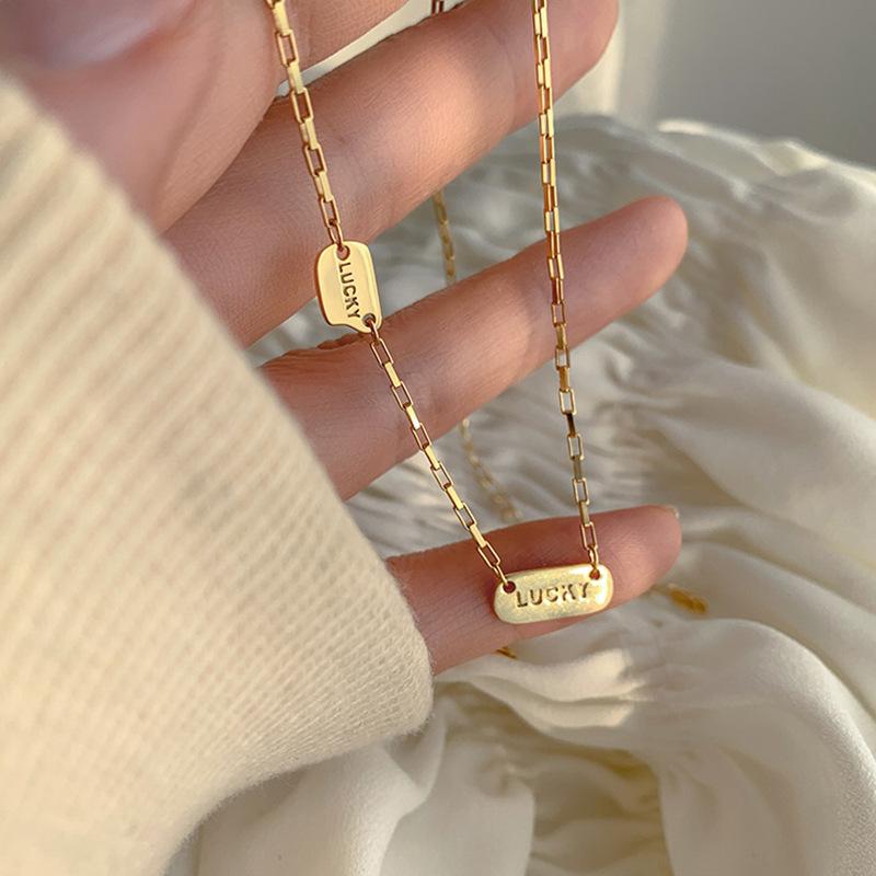 925 Sterling Silver Lucky Letter Necklace Simple Personality Women Pendant Choker Birthday Gift for Friends Exquisite Jewelry золотий
925 Sterling Silver Lucky Letter Necklace Simple Personality Women Pendant Choker Birthday Gift for Friends Exquisite Jewelry золотий