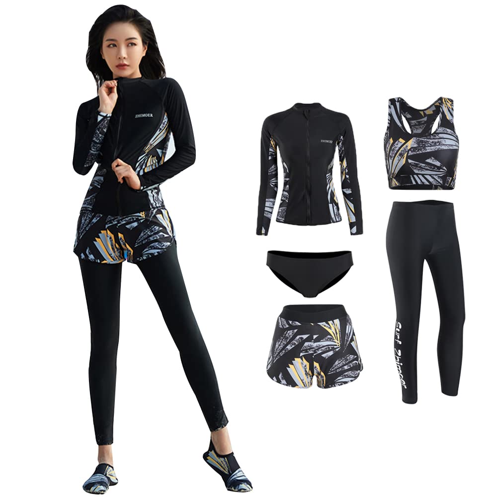 Женский купальник-рашгард YFMAYI, комплект из верха и низа, защита от УФ-лучей, набор из 5 предметов, идеально подходит для горячих источников, пляжей и плавания
Женский купальник-рашгард YFMAYI, комплект из верха и низа, защита от УФ-лучей, набор из 5 предметов, идеально подходит для горячих источников, пляжей и плавания