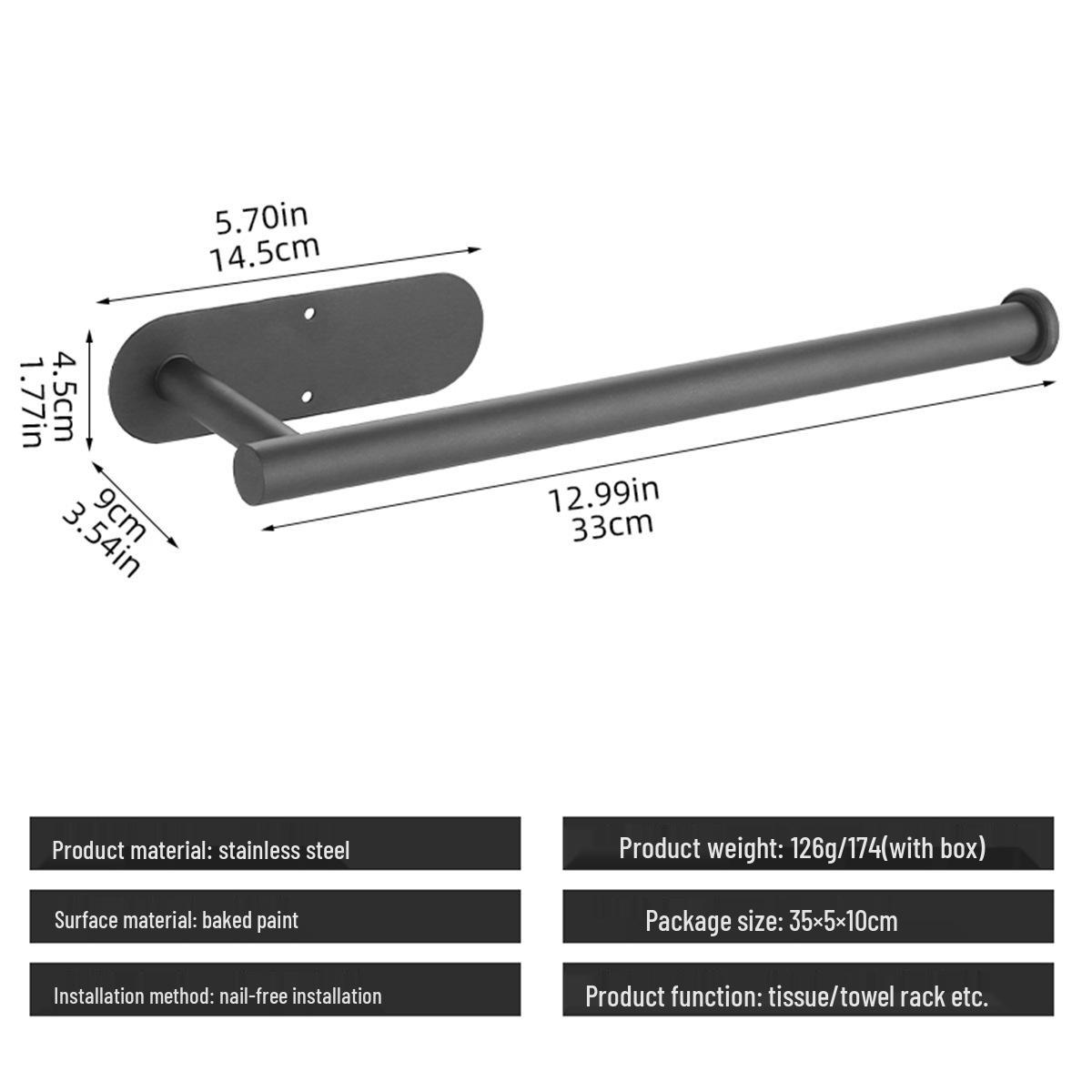 Безсвердловий клейкий тримач для кухонних паперових рушників з нержавіючої сталі - Настінний чорний металевий американський стиль
Безсвердловий клейкий тримач для кухонних паперових рушників з нержавіючої сталі - Настінний чорний металевий американський стиль