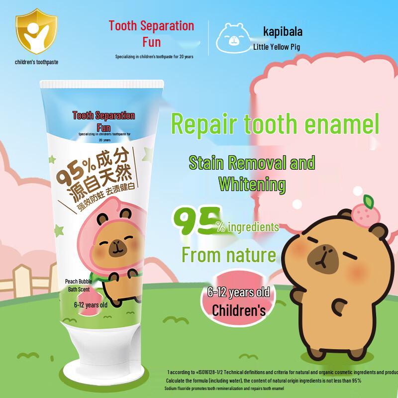 Yayale Capybara Collaboration Kids Toothpaste, Peach Flavor
Yayale Capybara Collaboration Kids Toothpaste, Peach Flavor