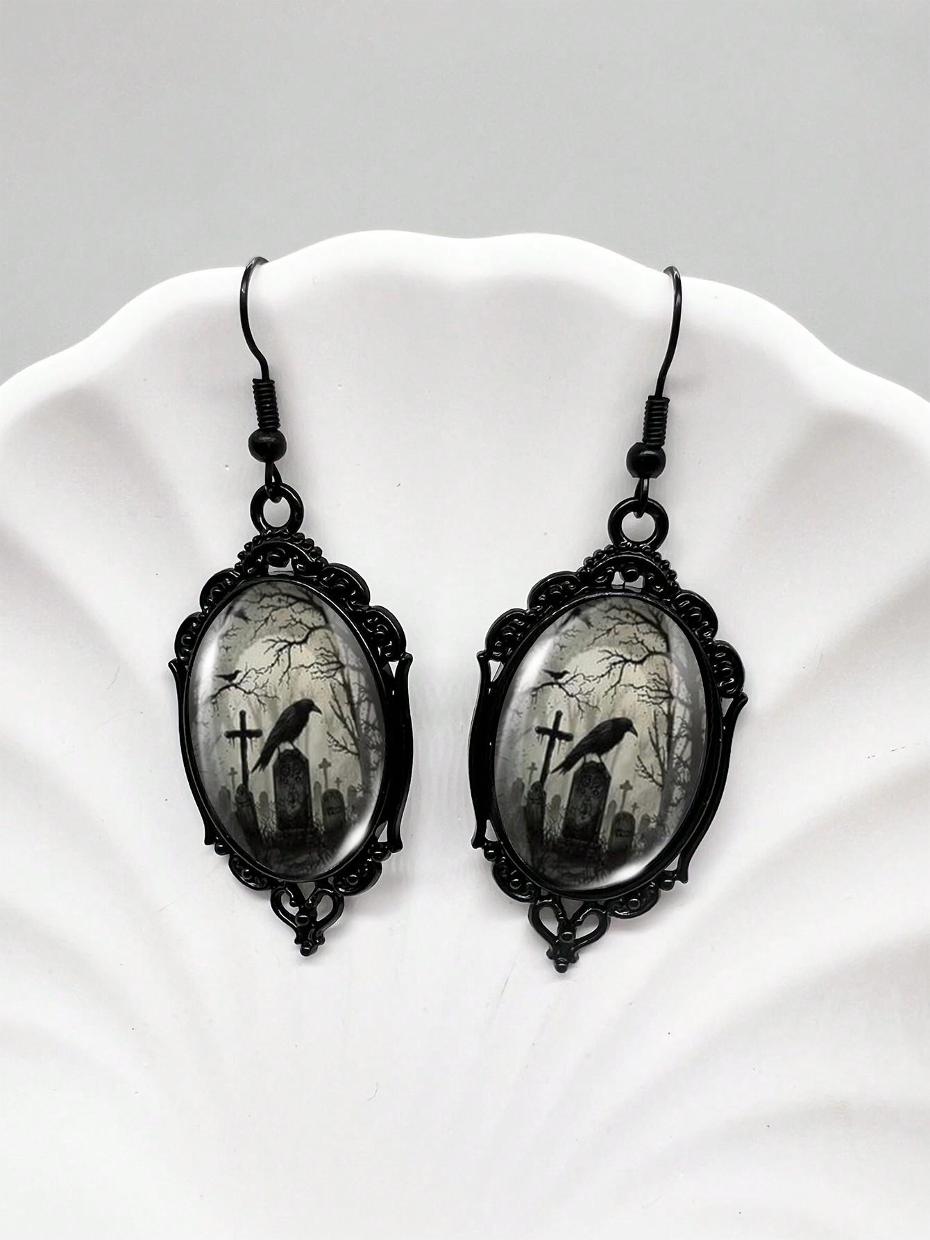 1pair Crow & Twig Vintage Black Lace Earrings For Halloween, Gothic Black Crow Earrings HZ-hEH-113-- (1)&one-size чорний
1pair Crow & Twig Vintage Black Lace Earrings For Halloween, Gothic Black Crow Earrings HZ-hEH-113-- (1)&one-size чорний