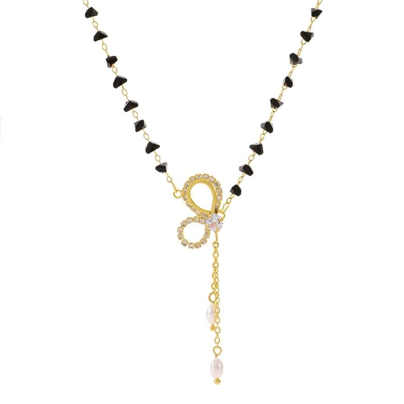 Elegant Bowknot Pearls Pendant Necklace Adjustable Black Stone Chain Neckchain For Women Alloy Jewelry Gift 1
Elegant Bowknot Pearls Pendant Necklace Adjustable Black Stone Chain Neckchain For Women Alloy Jewelry Gift 1