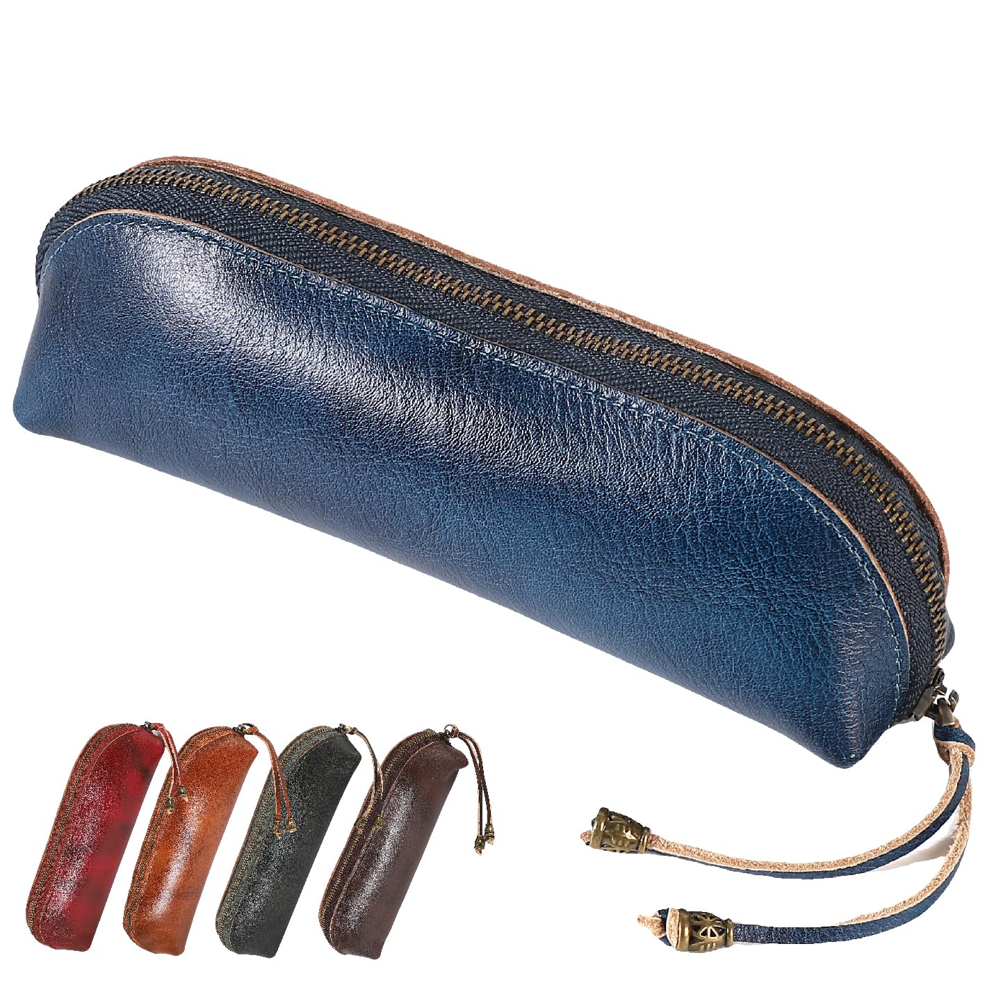 Fogman Leather Pencil Case, Supervised by a Leather Goods Consultant. Slim, Stylish, Large Capacity, Cute, Simple Design (Blue).
Fogman Leather Pencil Case, Supervised by a Leather Goods Consultant. Slim, Stylish, Large Capacity, Cute, Simple Design (Blue).