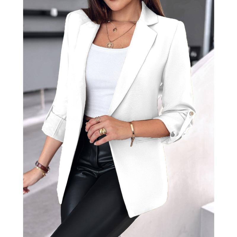women s Rolled Cuff Long Sleeve Solid Color Open Front Blazer Casual Business Suit Jacket S белый
women s Rolled Cuff Long Sleeve Solid Color Open Front Blazer Casual Business Suit Jacket S белый
