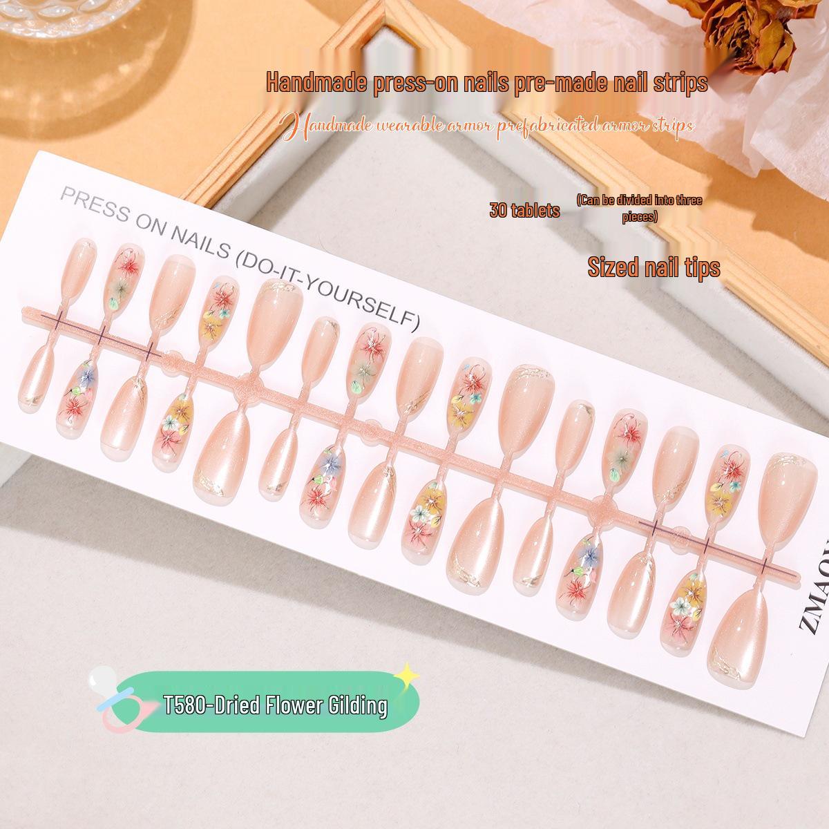 Dried Flower Gold Foil Short Almond Press-On Nails - Spring/Summer Fairy Style, Cat Eye Design, 30 Removable Pieces M
Dried Flower Gold Foil Short Almond Press-On Nails - Spring/Summer Fairy Style, Cat Eye Design, 30 Removable Pieces M