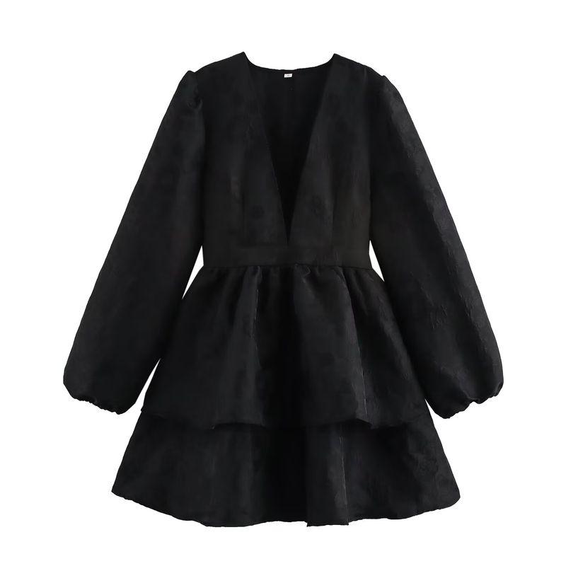 Kaslead New Arrival Women s Clothing Fashion Style Fashion Graceful Puff Sleeve Deep V Waist Cake Dress Black L
Kaslead New Arrival Women s Clothing Fashion Style Fashion Graceful Puff Sleeve Deep V Waist Cake Dress Black L