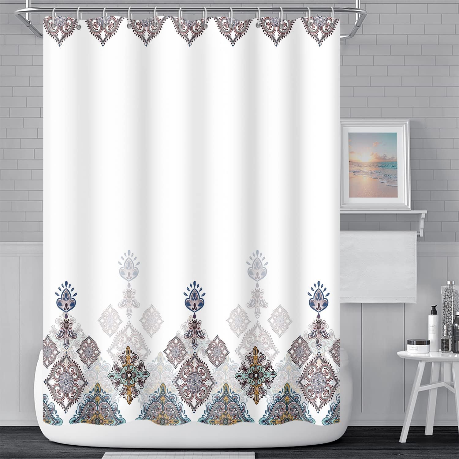 Boho Style Shower Curtain With Mandala Pattern White Bath Decor Waterproof Fabric Bathroom Accessories Bohemian Design Homedecor W60H190(CM)-1 Pcs
Boho Style Shower Curtain With Mandala Pattern White Bath Decor Waterproof Fabric Bathroom Accessories Bohemian Design Homedecor W60H190(CM)-1 Pcs