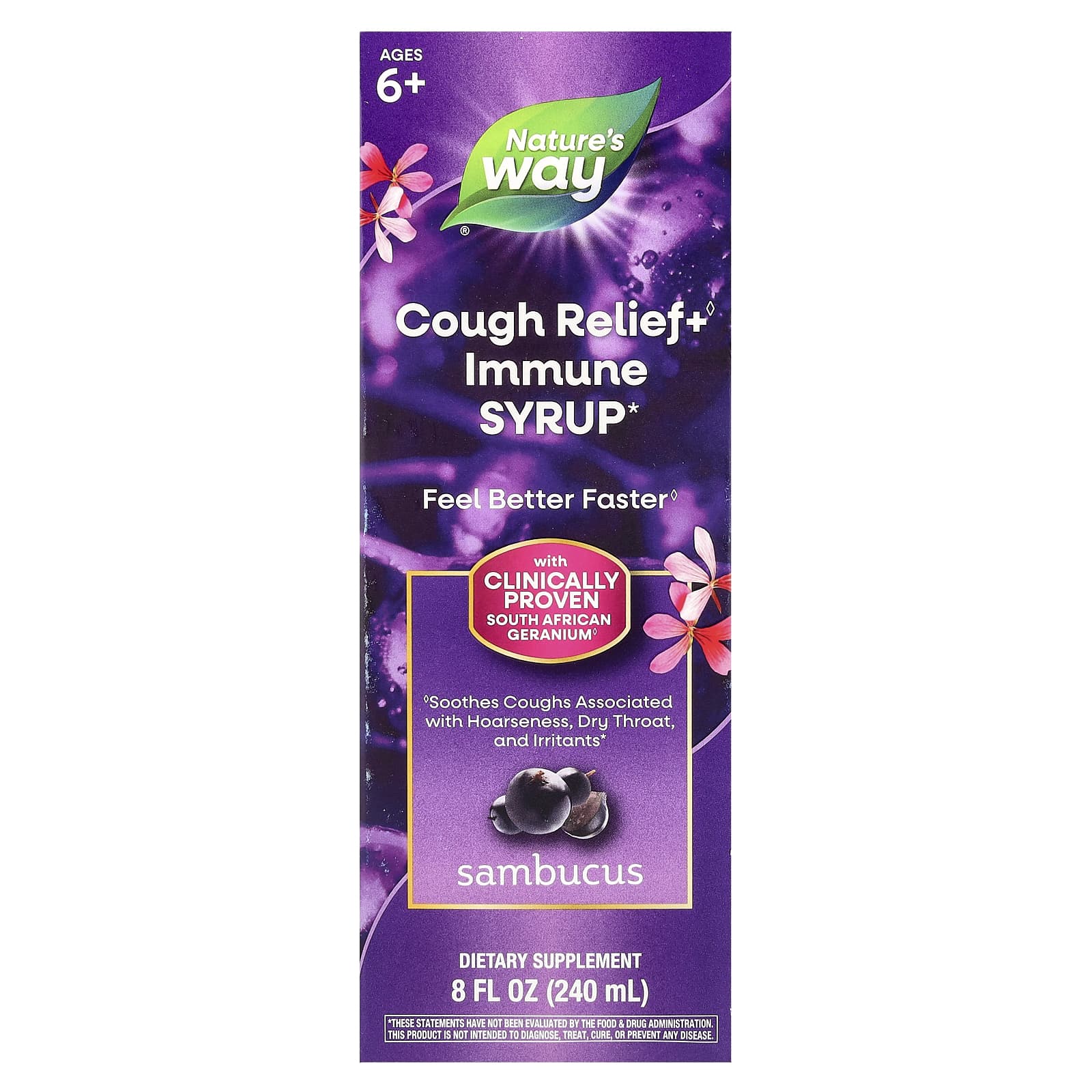 Nature S Way, Cough Relief & Immune Boosting Syrup, Ages 6+, Sambucus, 240 Ml (8 Fl Oz)
Nature S Way, Cough Relief & Immune Boosting Syrup, Ages 6+, Sambucus, 240 Ml (8 Fl Oz)
