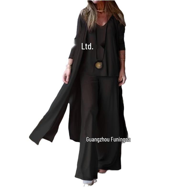European & American Spring/Autumn Fashion: Loose Three-Piece Set - V-Neck Camisole, Straight-Leg Pants, Long Cardigan. XXL красный
European & American Spring/Autumn Fashion: Loose Three-Piece Set - V-Neck Camisole, Straight-Leg Pants, Long Cardigan. XXL красный