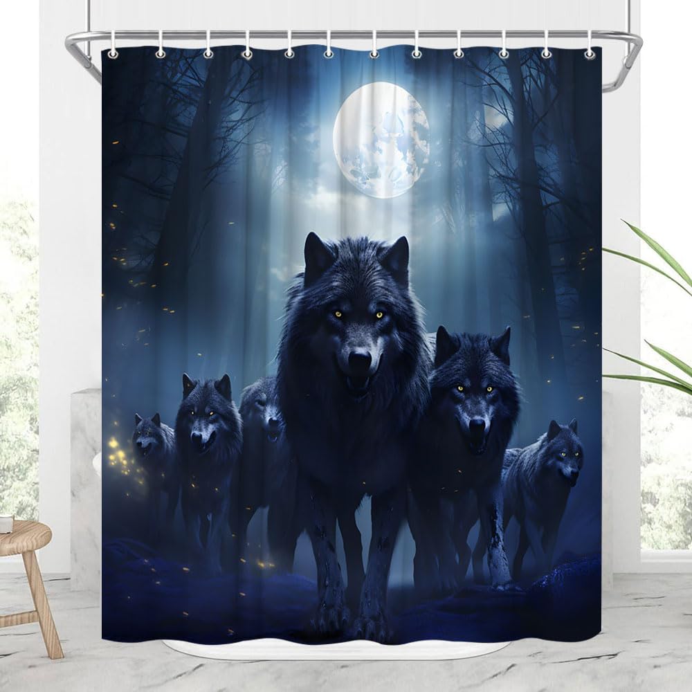 Gothic Wolf Shower Curtain Misty Forest Horror Animal Howling Wild Night Dark Blue Full Moon Tree Mystery Nature Decor Hooks W60H190(CM)-1 Pcs
Gothic Wolf Shower Curtain Misty Forest Horror Animal Howling Wild Night Dark Blue Full Moon Tree Mystery Nature Decor Hooks W60H190(CM)-1 Pcs