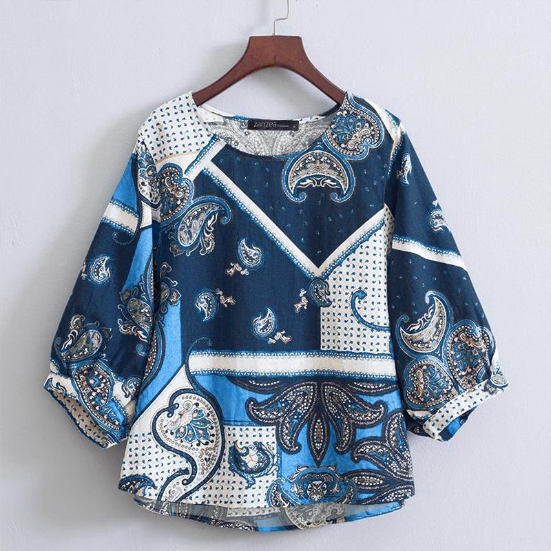 ZANZEA Женская повседневная блузка с круглым вырезом и рукавами 3/4 с принтом в стиле ретро 5XL темно-синий
ZANZEA Женская повседневная блузка с круглым вырезом и рукавами 3/4 с принтом в стиле ретро 5XL темно-синий