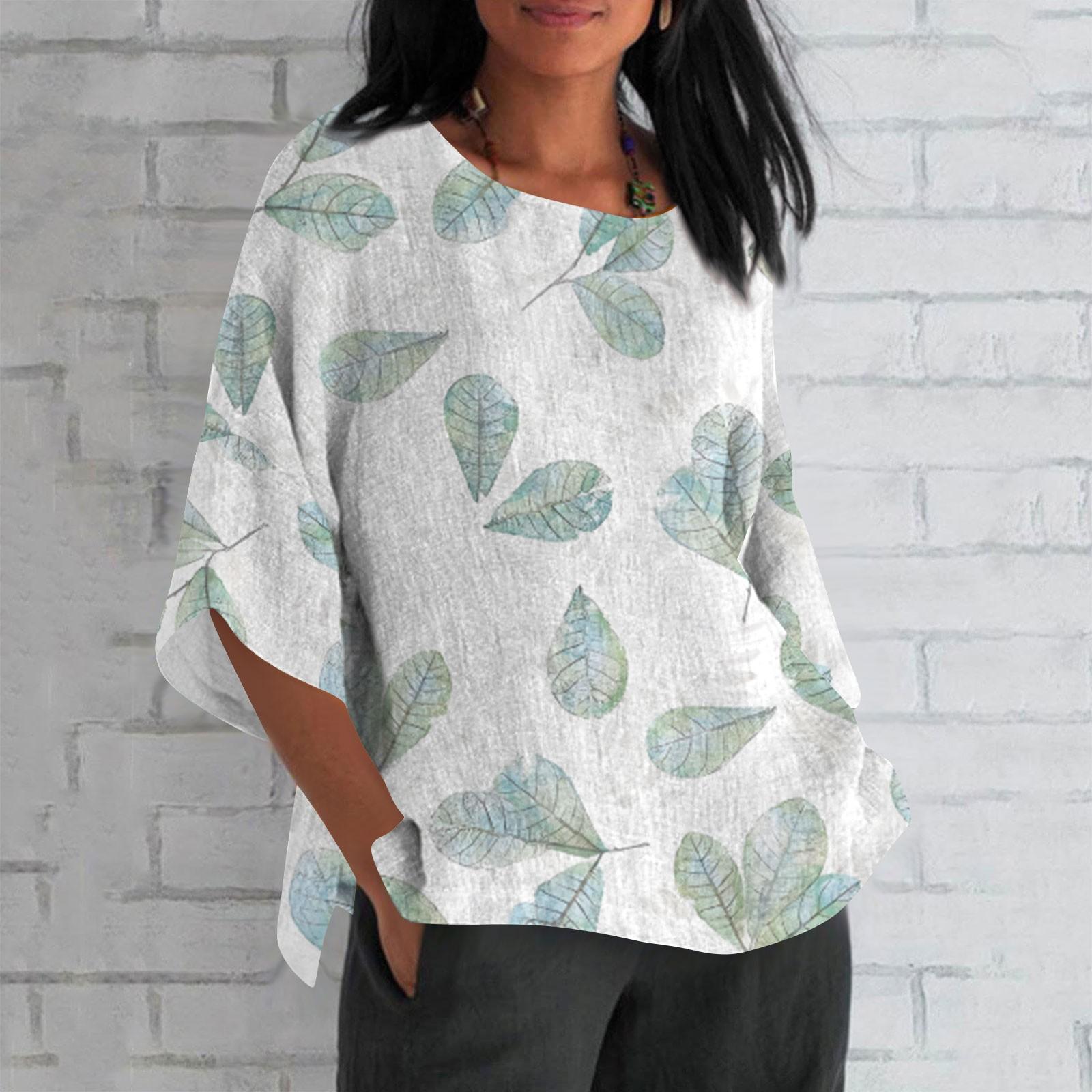 Женская летняя хлопковая льняная блузка свободного покроя с рукавом 3/4, футболка с ретро-принтом, топ S
Женская летняя хлопковая льняная блузка свободного покроя с рукавом 3/4, футболка с ретро-принтом, топ S