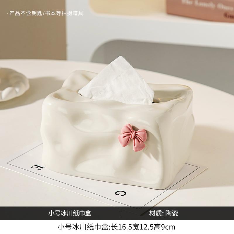 Коробка для салфеток в кремовом стиле, нестандартная керамическая бумажная коробка, креативная коробка для салфеток с бантом, украшения для дома, гостиной, держатель для салфеток