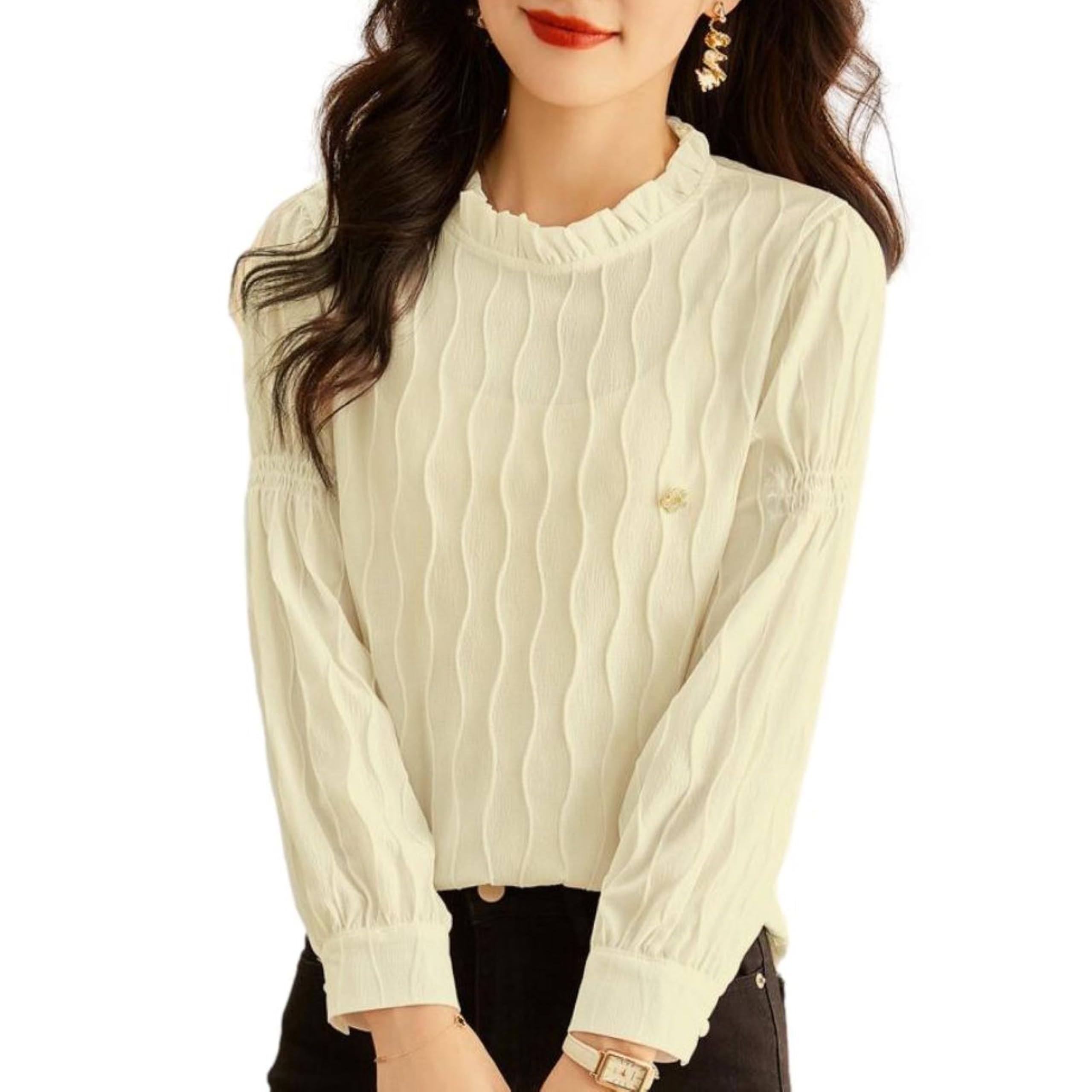 J-Scott Wave Print Blouse with Mini Brooch, Textured Fabric, Frill Neck, Long Sleeves, White (JS68-WH-2XL)
J-Scott Wave Print Blouse with Mini Brooch, Textured Fabric, Frill Neck, Long Sleeves, White (JS68-WH-2XL)