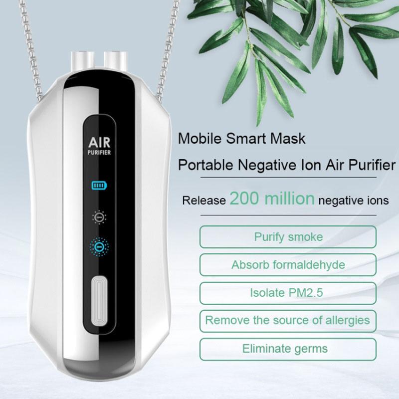 Portable Neck-Mount Air Purifier Mini Smart LED Display Air Purifier with Carbon Fiber Conduction Lanyard Black
Portable Neck-Mount Air Purifier Mini Smart LED Display Air Purifier with Carbon Fiber Conduction Lanyard Black