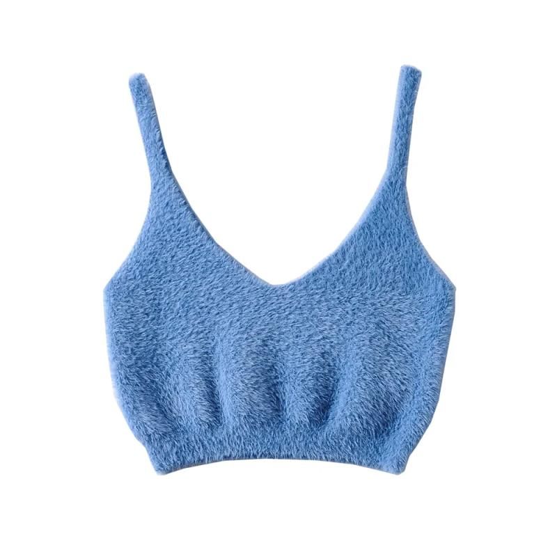 Fall and Winter New Short Knitting Vest Deep V Front and Rear Trendy Match High Waist Bandage Dress French Chest Type Imitation Mink Wool Sling Blue M
Fall and Winter New Short Knitting Vest Deep V Front and Rear Trendy Match High Waist Bandage Dress French Chest Type Imitation Mink Wool Sling Blue M