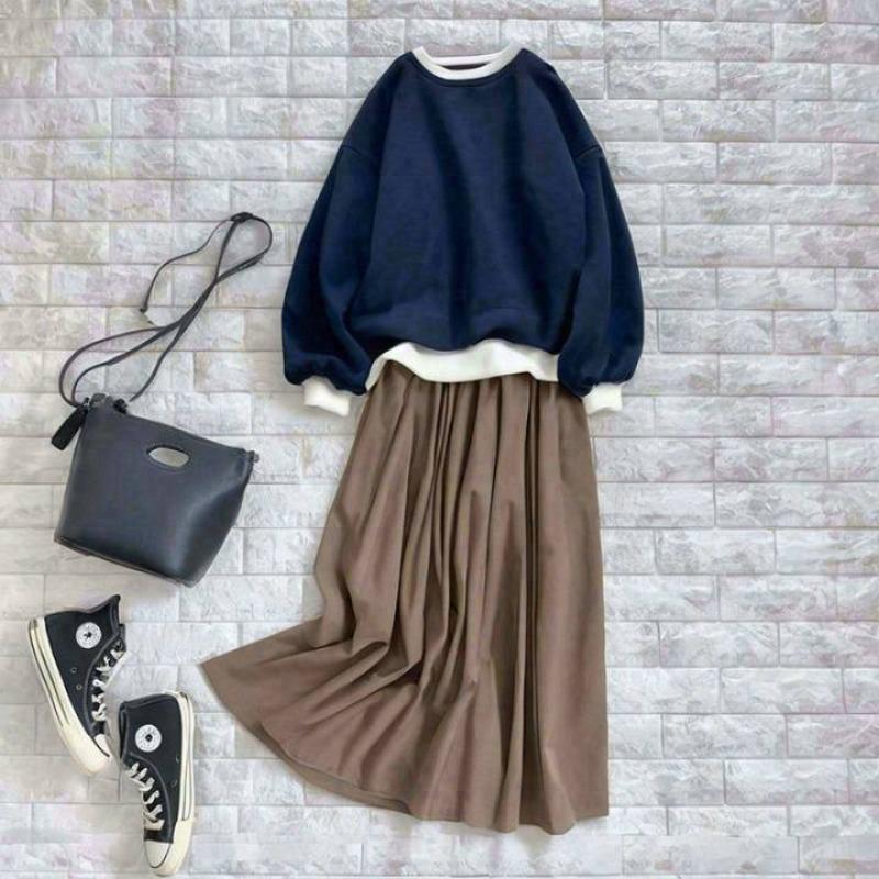 New solid color top + pleated skirt knitted suit fashionable L
New solid color top + pleated skirt knitted suit fashionable L
