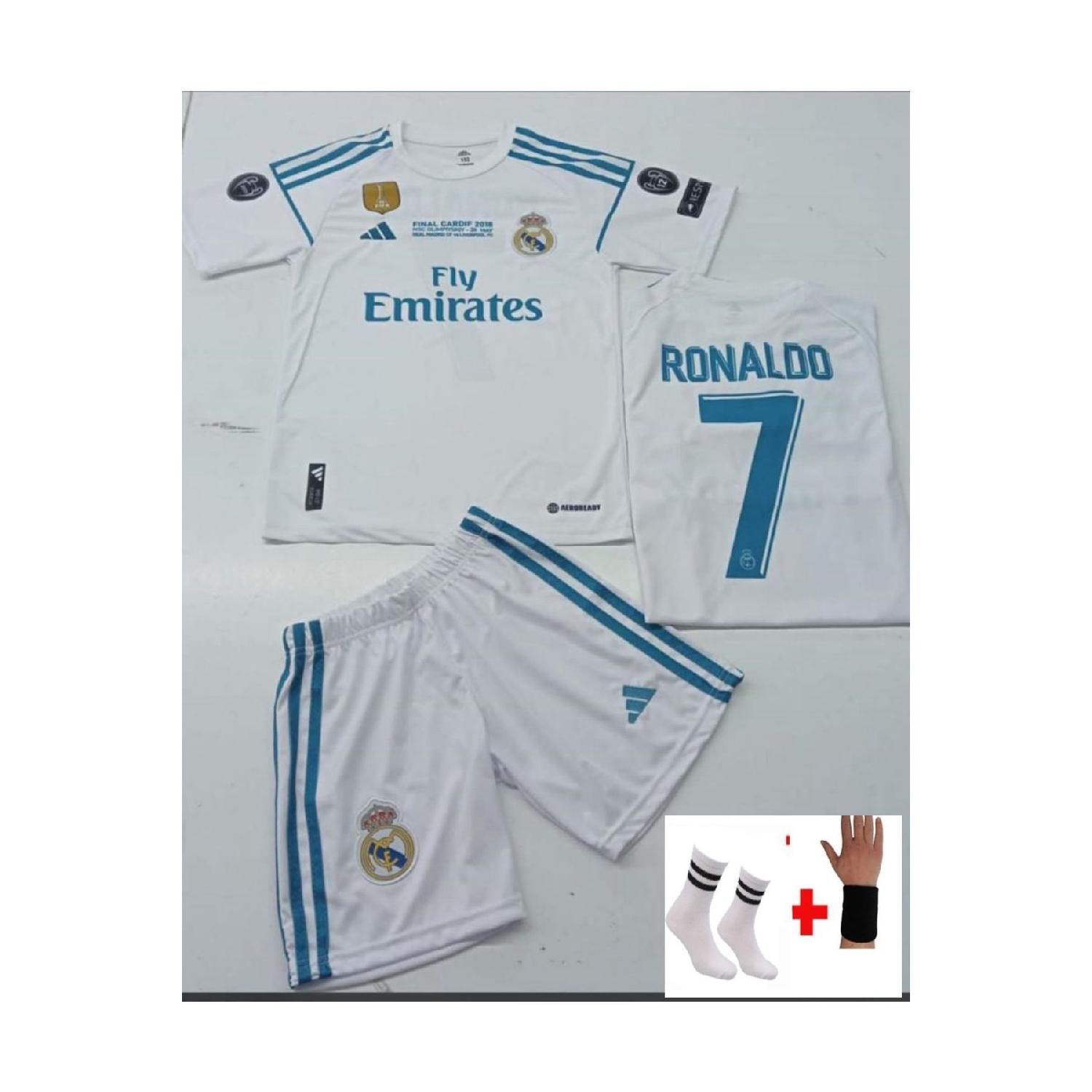 Белый домашний комплект из 4 предметов Ronaldo Real Mriadd 2018, детский футбольный трикотаж 3-5 Yaş белый
Белый домашний комплект из 4 предметов Ronaldo Real Mriadd 2018, детский футбольный трикотаж 3-5 Yaş белый