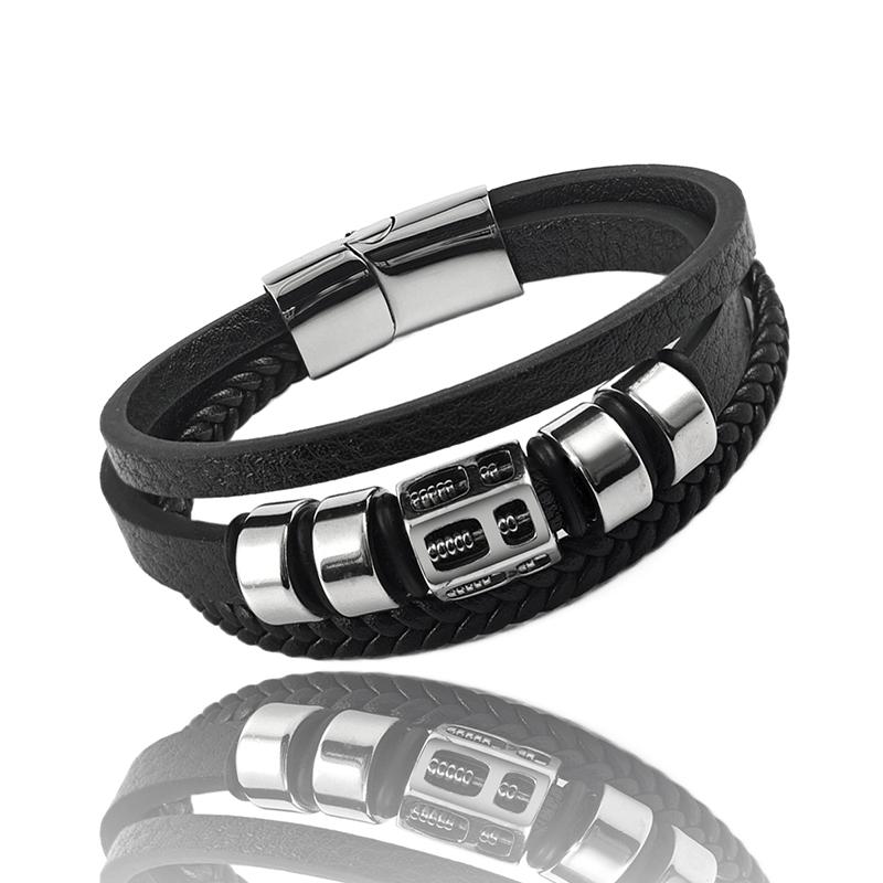Fashion Chinese Abacus Shaped Leather Bracelet Magnetic Buckle Rope Jewelry Stainless Steel Accessories Men s Bracelet Gift 22cm срібний
Fashion Chinese Abacus Shaped Leather Bracelet Magnetic Buckle Rope Jewelry Stainless Steel Accessories Men s Bracelet Gift 22cm срібний
