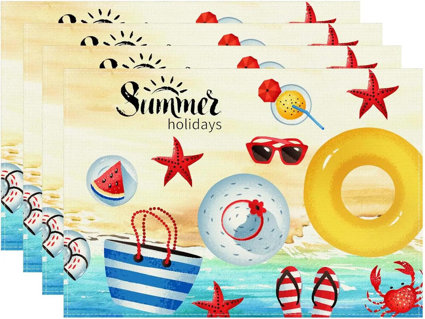 4PCSummer Beach Swim Ring Flip Flops Seaside Themed Placemats Table Mats 30x45CM 30x45cm-4PC
4PCSummer Beach Swim Ring Flip Flops Seaside Themed Placemats Table Mats 30x45CM 30x45cm-4PC