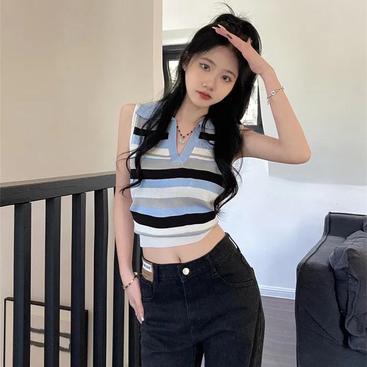 WTEMPO Воротник поло контрастного цвета в полоску трикотажные безрукавки жилеты женские летние тонкие повседневные короткие топы One Size синий
WTEMPO Воротник поло контрастного цвета в полоску трикотажные безрукавки жилеты женские летние тонкие повседневные короткие топы One Size синий