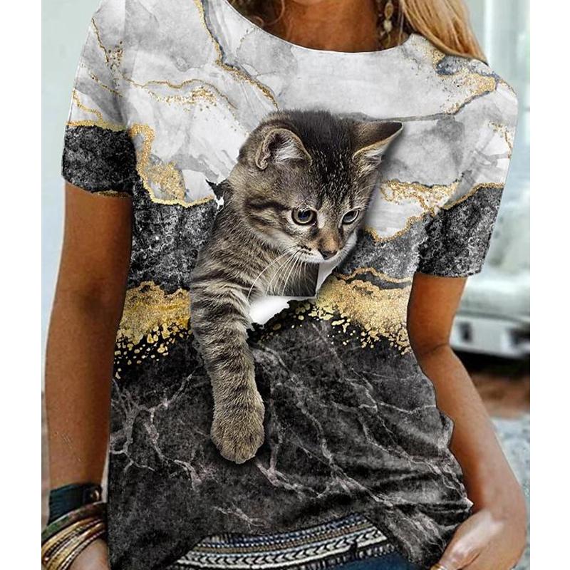 Women Summer T Shirt Trend Kitten Print Retro Fashion Short Sleeve Tees Casual Printed Tops 8XL чорний
Women Summer T Shirt Trend Kitten Print Retro Fashion Short Sleeve Tees Casual Printed Tops 8XL чорний