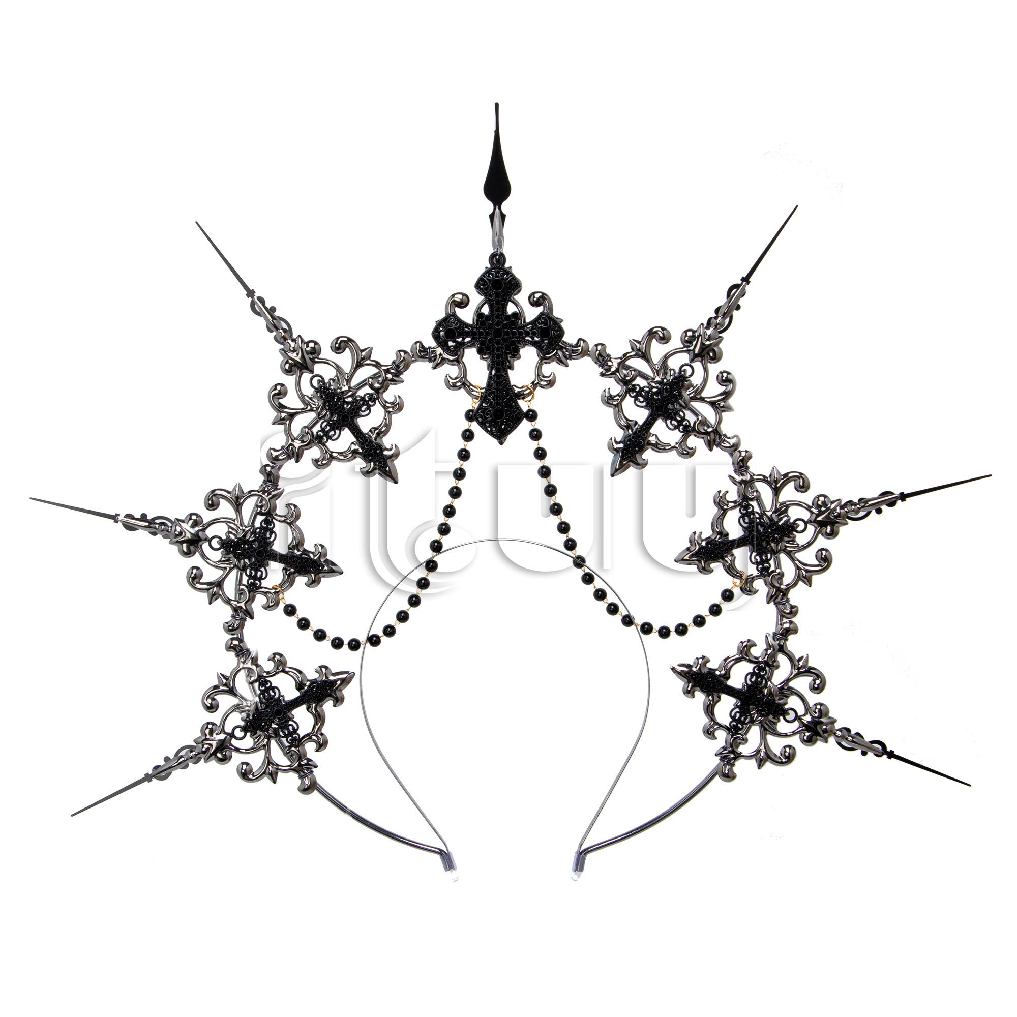 Gothic Virgin Mary Black Spiked KC Halo Cross Headpiece Women Goddess Headwear Lolita Girl Baroque Hair Accessories
Gothic Virgin Mary Black Spiked KC Halo Cross Headpiece Women Goddess Headwear Lolita Girl Baroque Hair Accessories