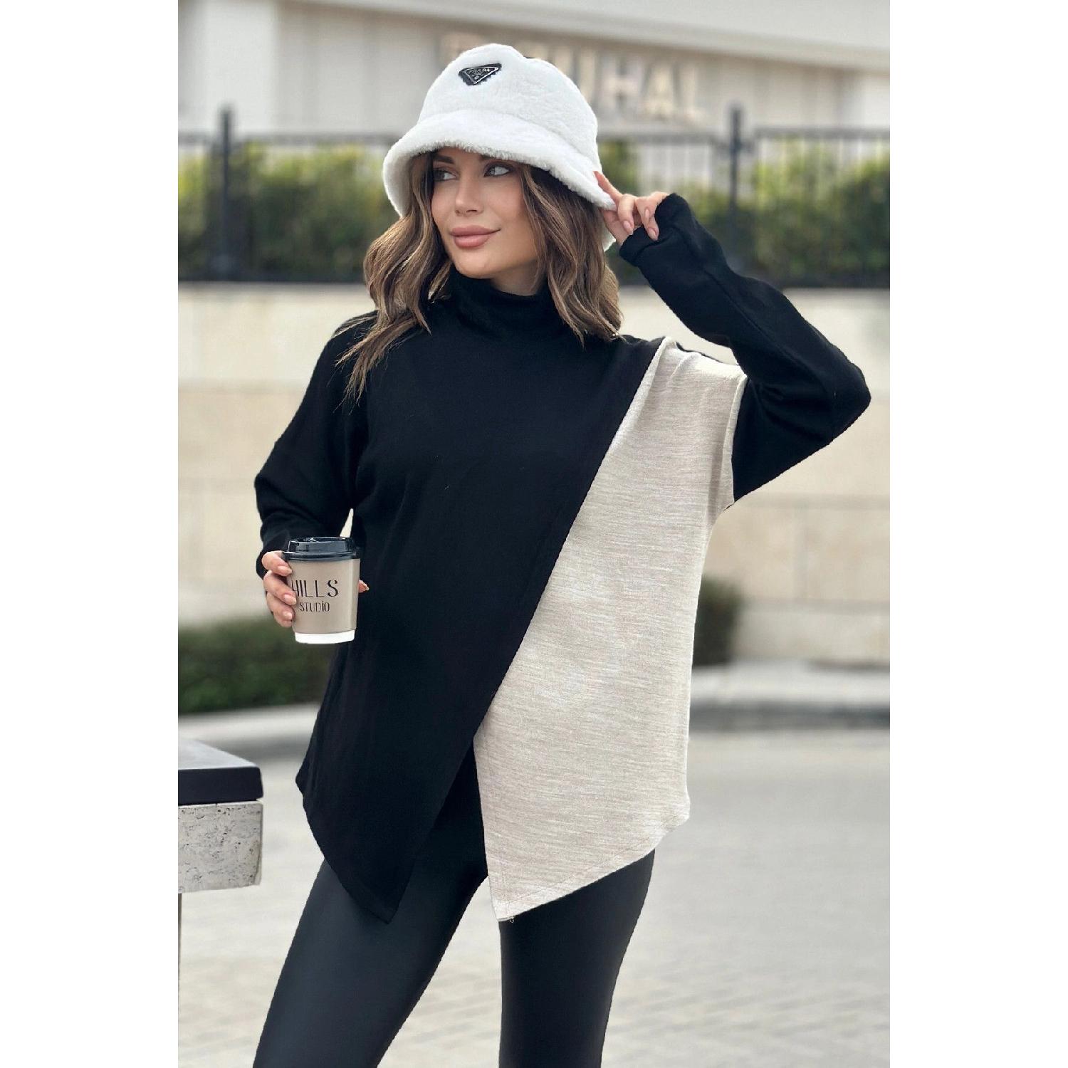 Women s Black Asymmetrical Cut, Two Piece Front, Acrylic Fabric, Loose Sweater 42 чорний
Women s Black Asymmetrical Cut, Two Piece Front, Acrylic Fabric, Loose Sweater 42 чорний