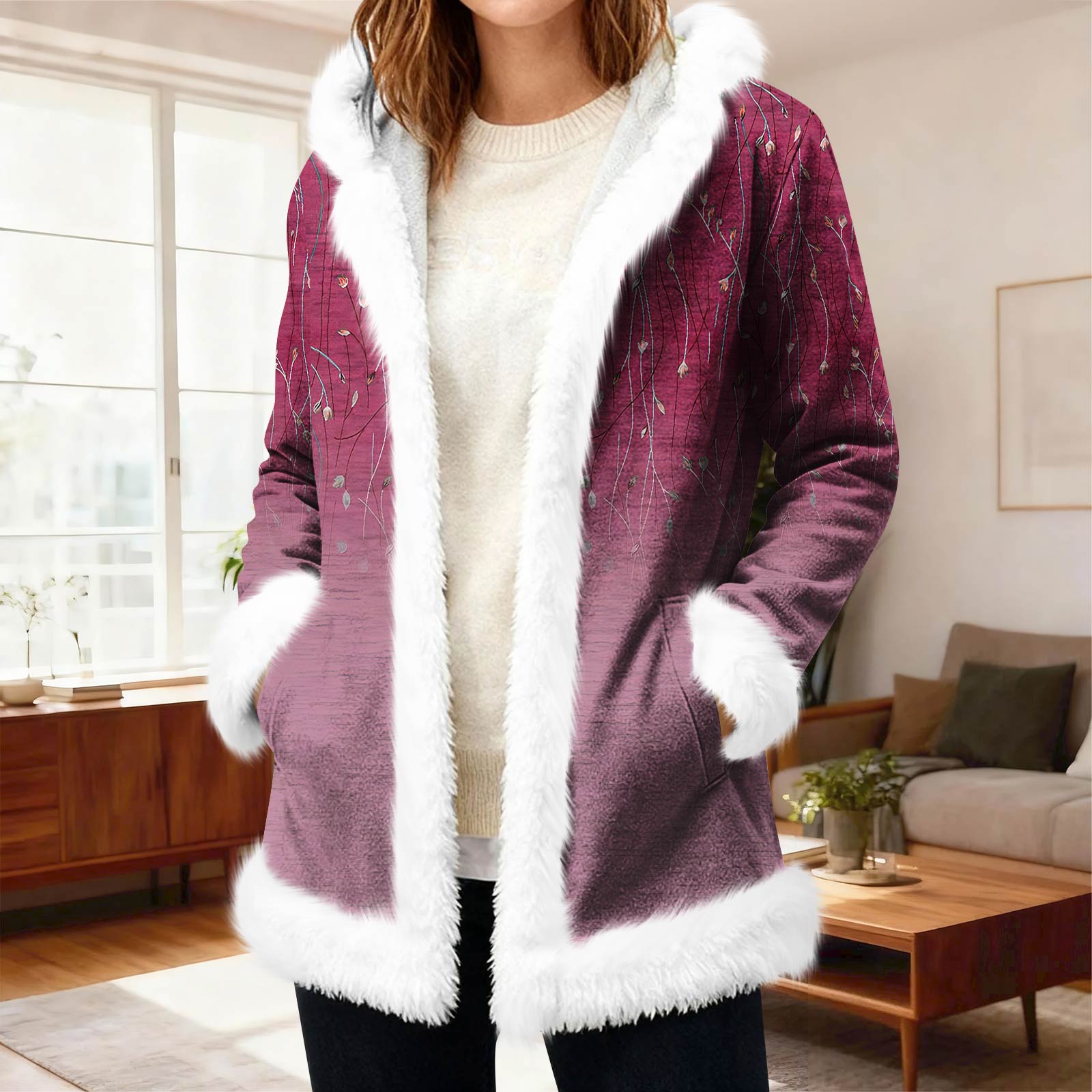 Жіночий повсякденний флісовий кардиган з капюшоном і кишенями, теплий верхній одяг XXL винний
Жіночий повсякденний флісовий кардиган з капюшоном і кишенями, теплий верхній одяг XXL винний