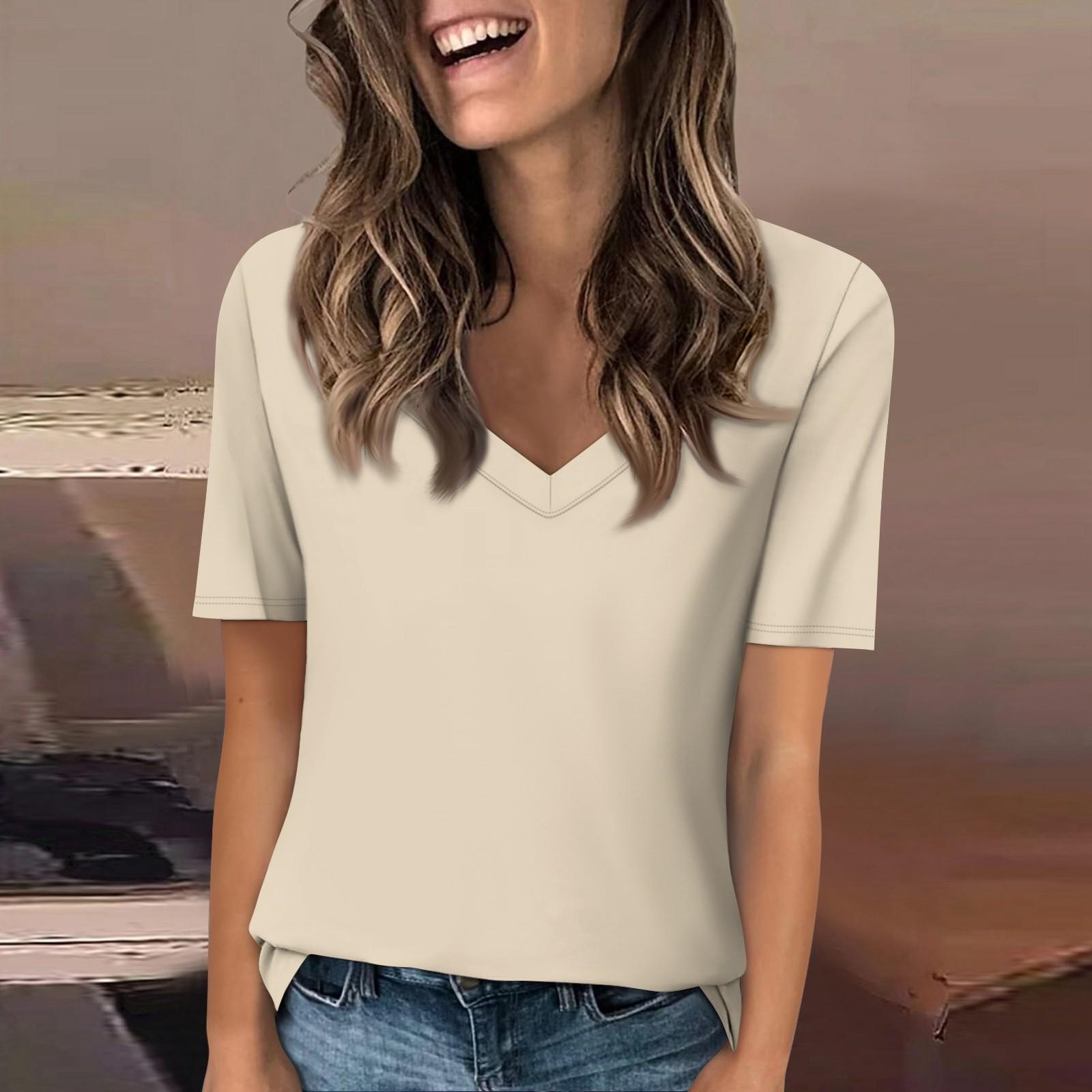 Женская футболка с v-образным вырезом, топ с короткими рукавами, повседневная однотонная футболка L бежевый
Женская футболка с v-образным вырезом, топ с короткими рукавами, повседневная однотонная футболка L бежевый