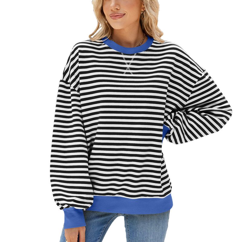 Striped Loose Long-Sleeve Sweatshirt Contrast Color Stripe Loose Long sleeve Hoodie Black and white stripes S
Striped Loose Long-Sleeve Sweatshirt Contrast Color Stripe Loose Long sleeve Hoodie Black and white stripes S