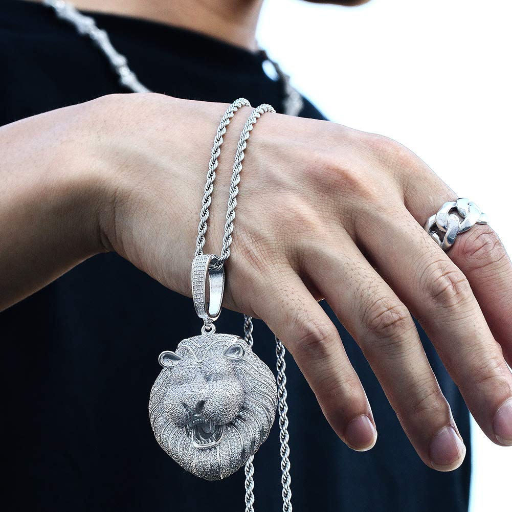 Roaring Lion Head Pendant Fashion Hip Hop Anime Necklace Jewelry For Men Big Iced out Punk Pendant Drop Shipping Silver+3mm * 60 chain
Roaring Lion Head Pendant Fashion Hip Hop Anime Necklace Jewelry For Men Big Iced out Punk Pendant Drop Shipping Silver+3mm * 60 chain