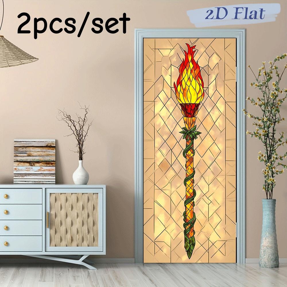 2pcs torch wall stickers are designed in a colorful glass style, with bright and layered flame patterns. The torch handle wrappe (as the picture,38.5x200cmx2)
2pcs torch wall stickers are designed in a colorful glass style, with bright and layered flame patterns. The torch handle wrappe (as the picture,38.5x200cmx2)
