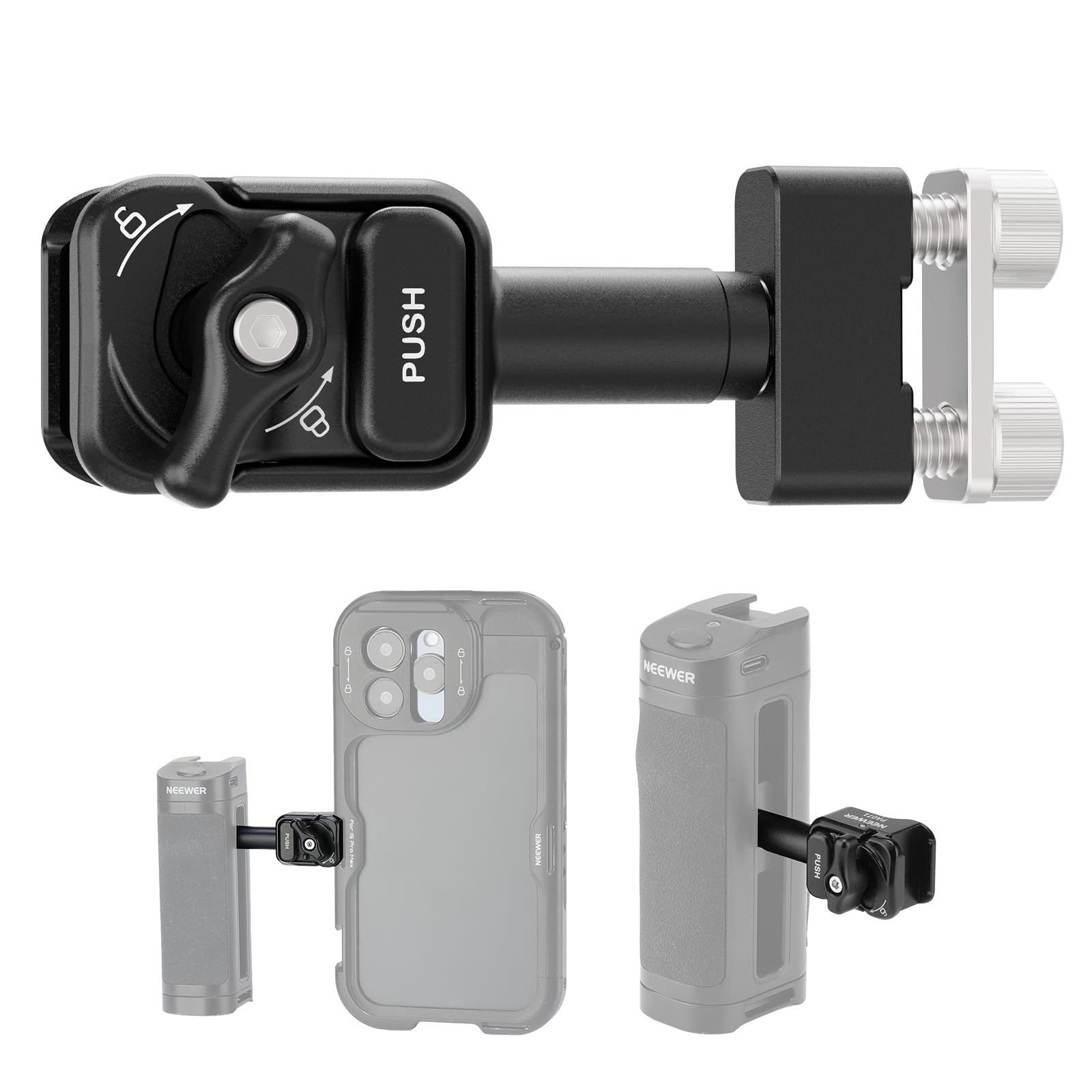 NEEWER Side Handle Mount Adapter for Smartphone Quick Release Phone Cage Compatible with PA028E Side Hand PA071 Cages, Clamp, CA022H, CA023H, CA067H,
NEEWER Side Handle Mount Adapter for Smartphone Quick Release Phone Cage Compatible with PA028E Side Hand PA071 Cages, Clamp, CA022H, CA023H, CA067H,