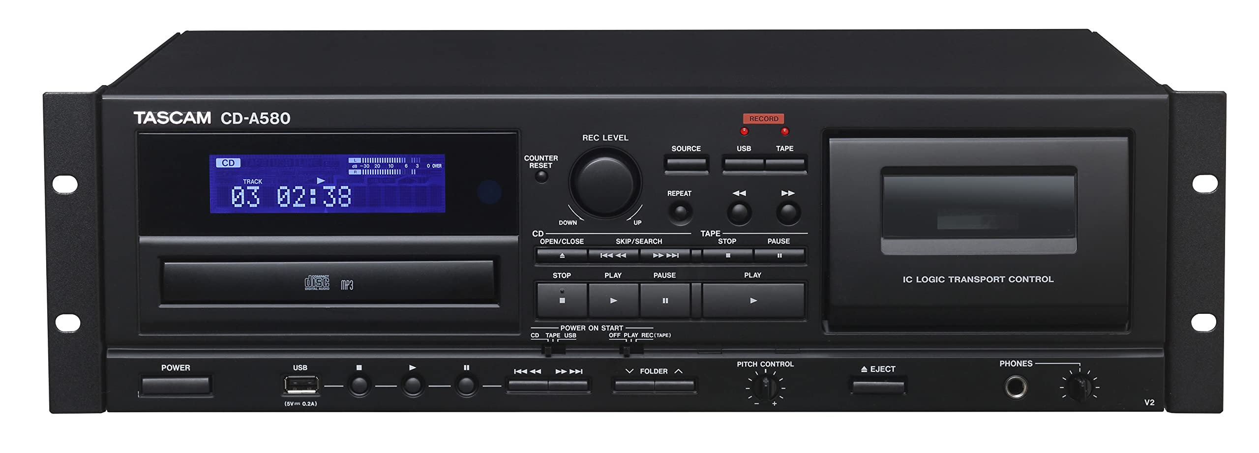 TASCAM CD-A580 v2 Commercial Cassette Recorder CD Player USB Memory Recorder Dubbing Archive Karaoke Banquet Hall Cassette Pitch Control Deck
TASCAM CD-A580 v2 Commercial Cassette Recorder CD Player USB Memory Recorder Dubbing Archive Karaoke Banquet Hall Cassette Pitch Control Deck