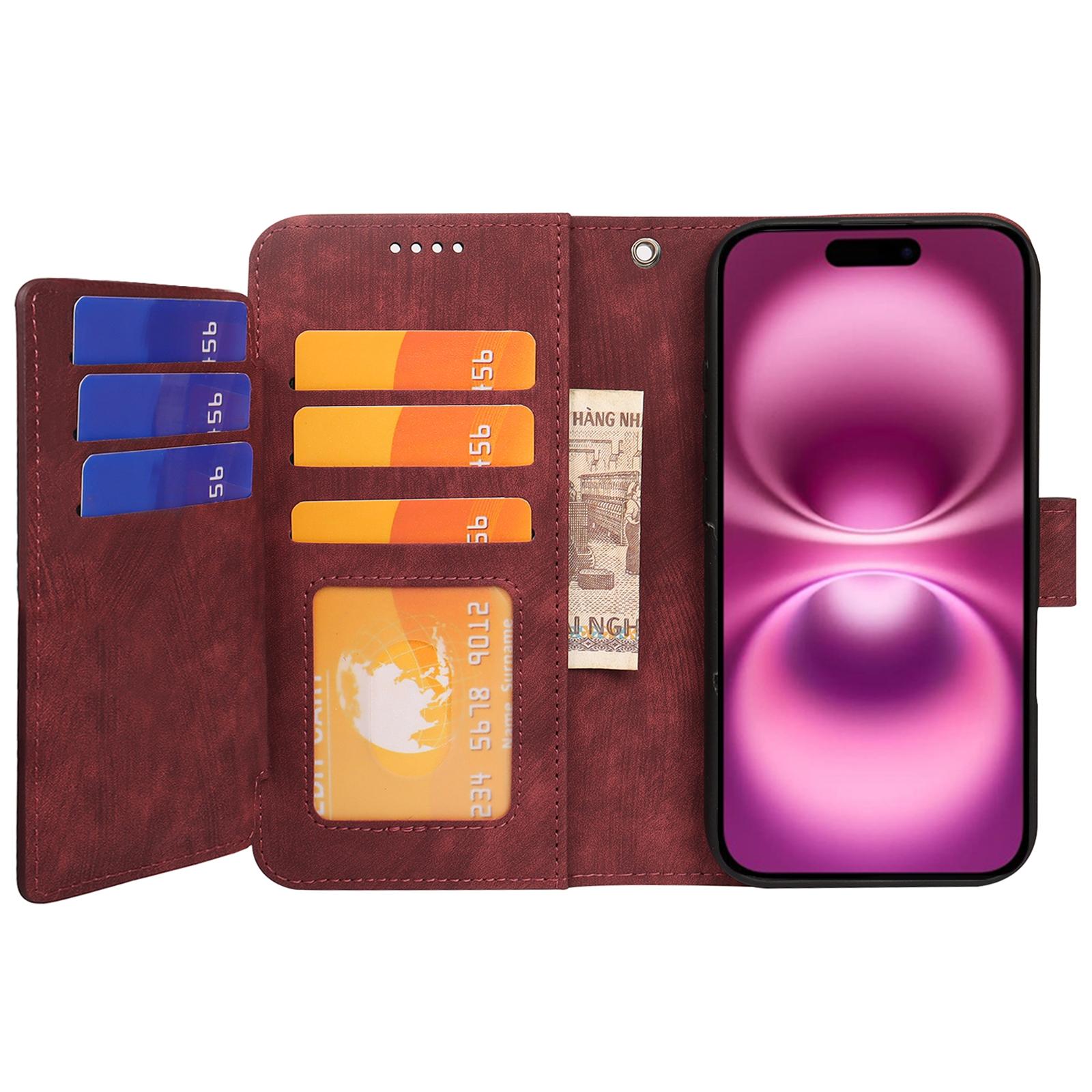 For iPhone 16 Plus Leather Case Line Pattern Wallet Phone Cover with 9 Card Slots Brown
For iPhone 16 Plus Leather Case Line Pattern Wallet Phone Cover with 9 Card Slots Brown