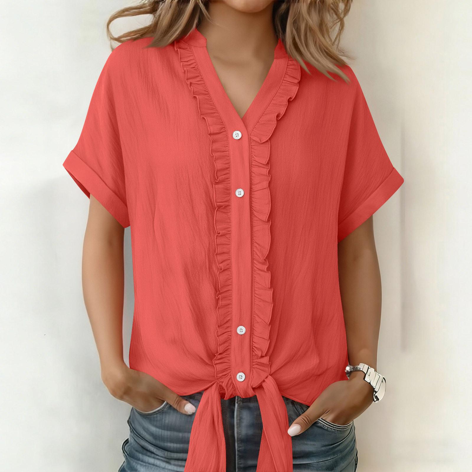 Solid Color Cotton and Linen Casual Fungus Edge Short-sleeved Button-up Shirt for Women XXL
Solid Color Cotton and Linen Casual Fungus Edge Short-sleeved Button-up Shirt for Women XXL
