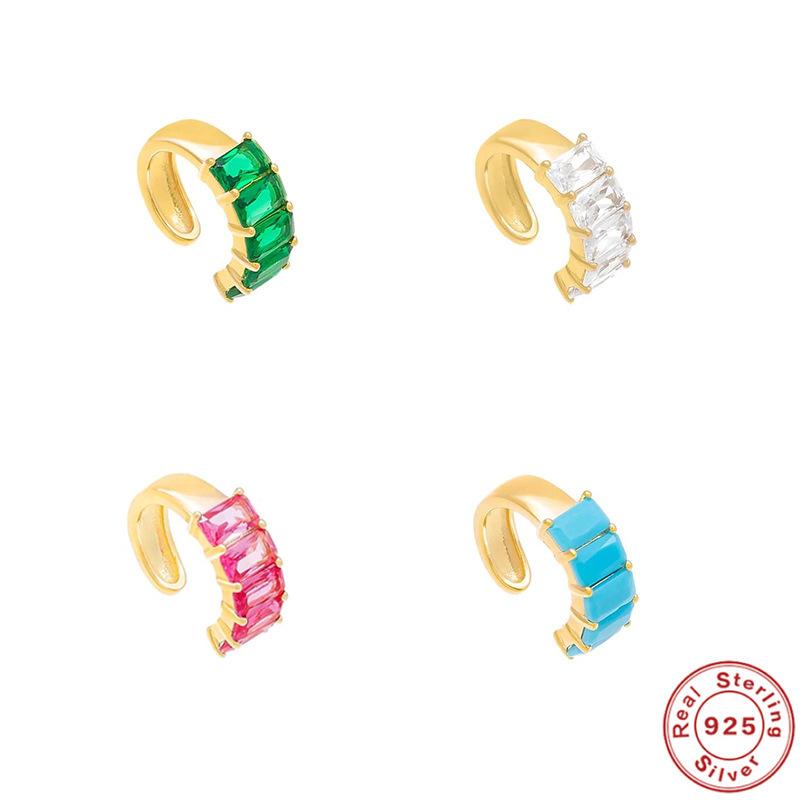 S925 Sterling Silver Rectangular Diamond-Set Fresh And Eye-Catching Ear Clips Single Without Ear Piercings, Earrings, Earbone Clips 925 Silver
S925 Sterling Silver Rectangular Diamond-Set Fresh And Eye-Catching Ear Clips Single Without Ear Piercings, Earrings, Earbone Clips 925 Silver