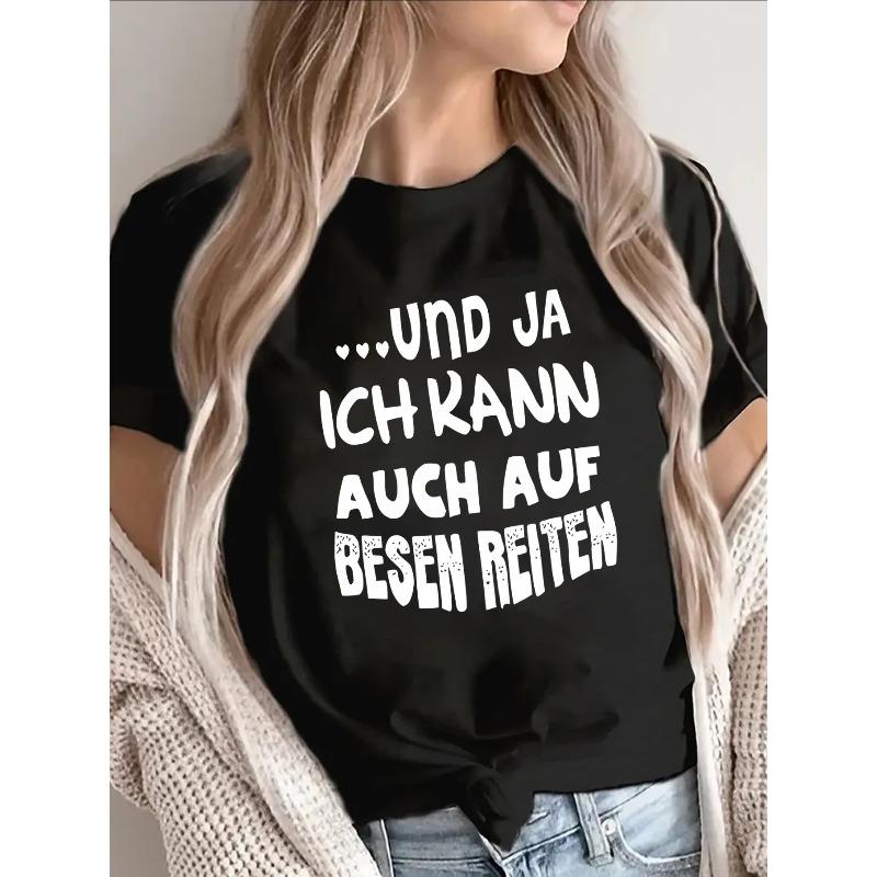Polyester Short Sleeve T-Shirt with German Text Und Ja Ich Kann Auch Auf Besen Reiten - Lightweight, Durable, Casual Wear for Home, Office, S чёрный
Polyester Short Sleeve T-Shirt with German Text Und Ja Ich Kann Auch Auf Besen Reiten - Lightweight, Durable, Casual Wear for Home, Office, S чёрный