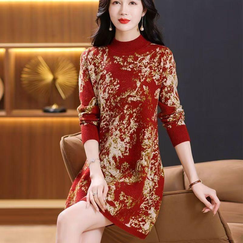 Вязаное осенне-зимнее платье-свитер для пожилых людей среднего возраста, темпераментное, базовое, в западном стиле, длинное M красный
Вязаное осенне-зимнее платье-свитер для пожилых людей среднего возраста, темпераментное, базовое, в западном стиле, длинное M красный
