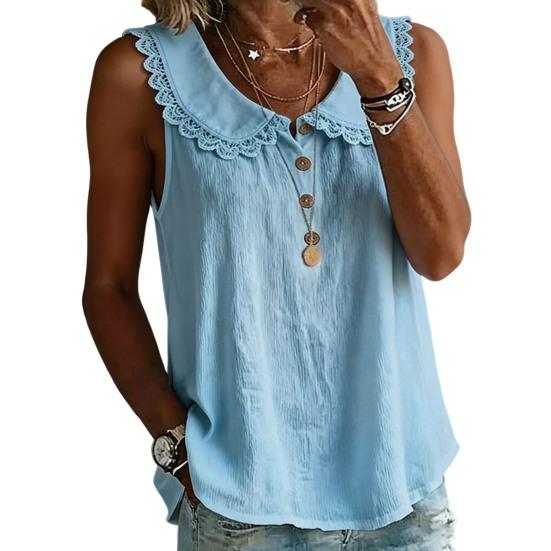 Women Tops Lapel Buttons Half Placket Sleeveless Pullover Tops Pure Color Loose Fit Breathable Casual Shirt Daily Wear XXL небо синє кольору
Women Tops Lapel Buttons Half Placket Sleeveless Pullover Tops Pure Color Loose Fit Breathable Casual Shirt Daily Wear XXL небо синє кольору