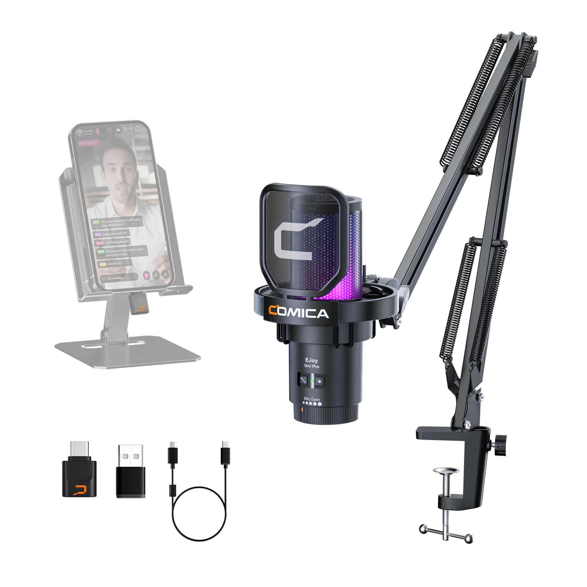2024 Innovation Wireless USB Condenser Microphone Wireless Microphone Gaming Microphone with Boom Arm Microphone Set Unidirectional RGB Lighting Noise
2024 Innovation Wireless USB Condenser Microphone Wireless Microphone Gaming Microphone with Boom Arm Microphone Set Unidirectional RGB Lighting Noise