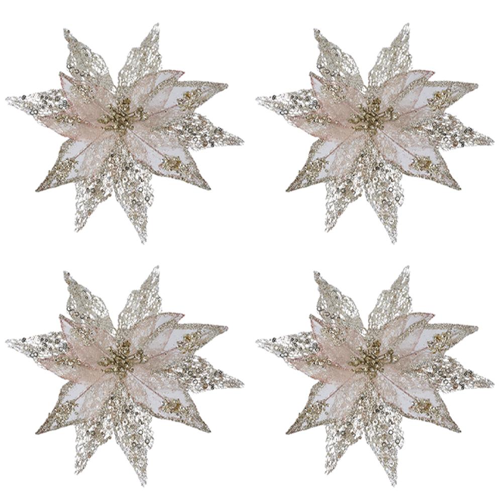For Festive Christmas Flower Decorations 4 Pieces 30cm Glittery Faux Flowers in Red and Pink for Seasonal Decor
For Festive Christmas Flower Decorations 4 Pieces 30cm Glittery Faux Flowers in Red and Pink for Seasonal Decor
