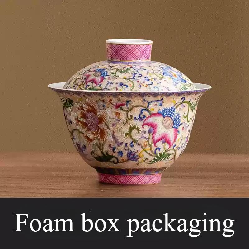 9.8X8.5CM Enamel Color Exquisite Lid Bowl/single/high-end/three Talented Tea Bowl/with Lid/ceramic/Kung Fu Tea Set/187ML 187ML
9.8X8.5CM Enamel Color Exquisite Lid Bowl/single/high-end/three Talented Tea Bowl/with Lid/ceramic/Kung Fu Tea Set/187ML 187ML