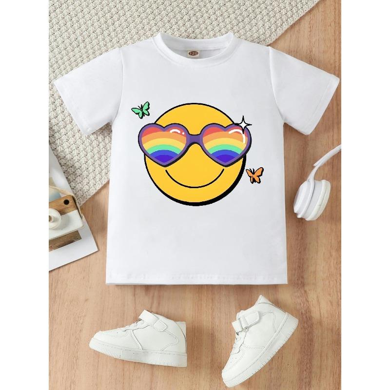European sizes Girls Heart-Shaped Fashion Glasses & Joyful Face Print T-Shirt - Cute Summer Outfit, Round Neck Casual Top with Smiling Face 164cm білий
European sizes Girls Heart-Shaped Fashion Glasses & Joyful Face Print T-Shirt - Cute Summer Outfit, Round Neck Casual Top with Smiling Face 164cm білий