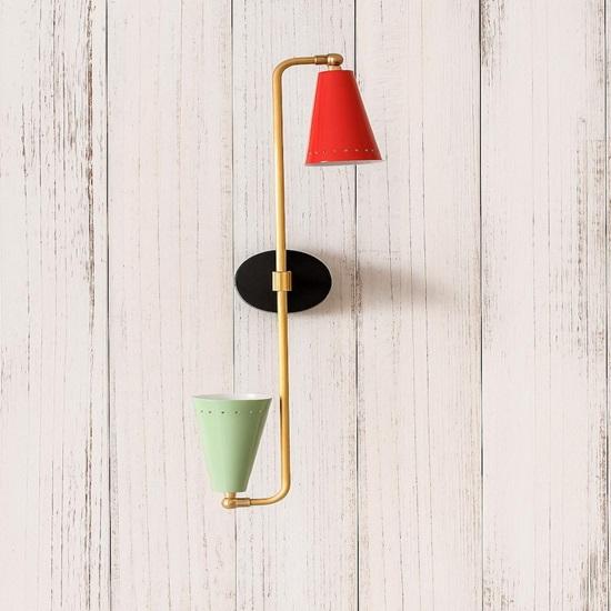 Mid Century Red Green Brass Wall Sconce
Mid Century Red Green Brass Wall Sconce