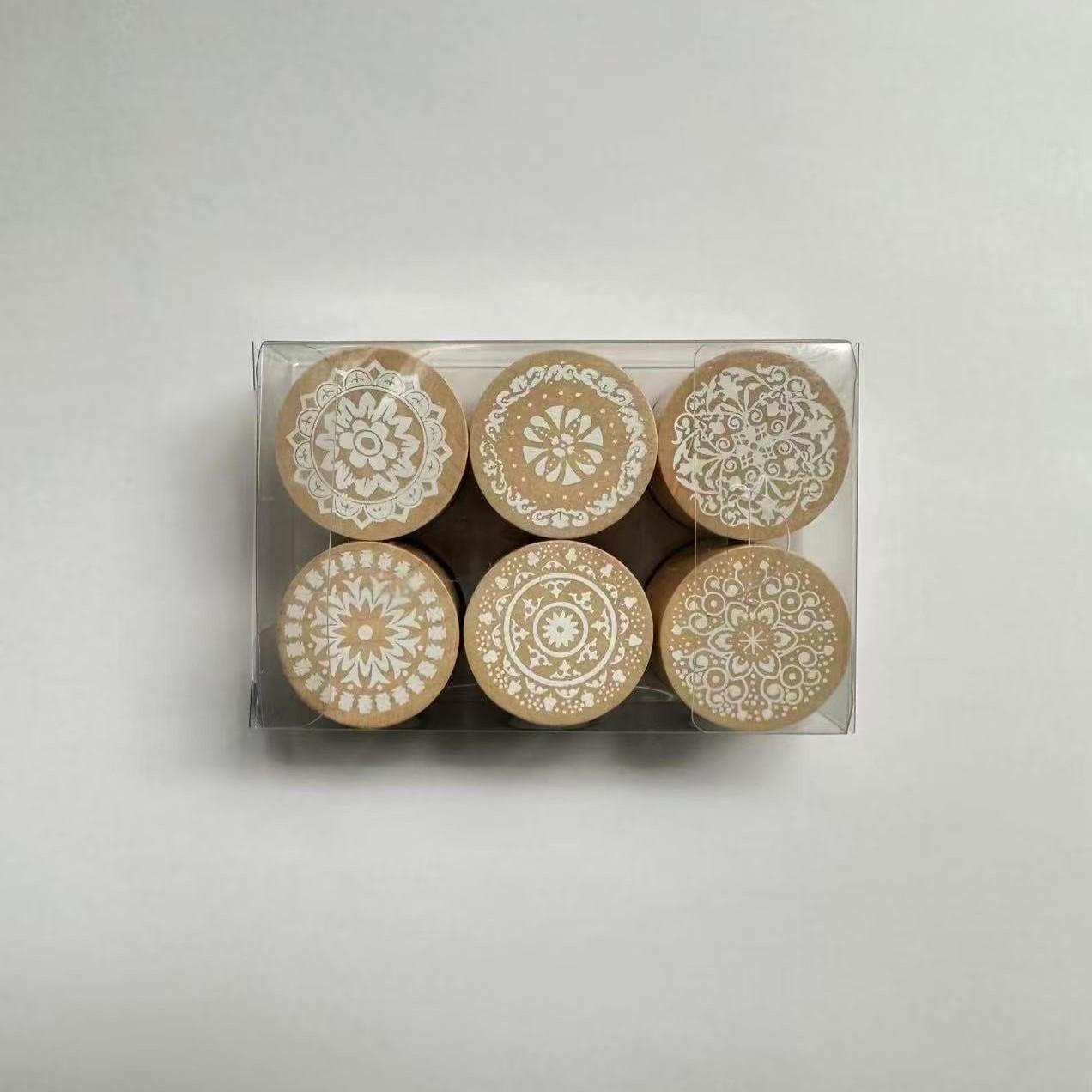6pcs/box Round Wooden Retro Pattern Lace Seal Valentine s Day Blessings Series Handbook Photo Album Diary Seal Assorted Stamp
6pcs/box Round Wooden Retro Pattern Lace Seal Valentine s Day Blessings Series Handbook Photo Album Diary Seal Assorted Stamp