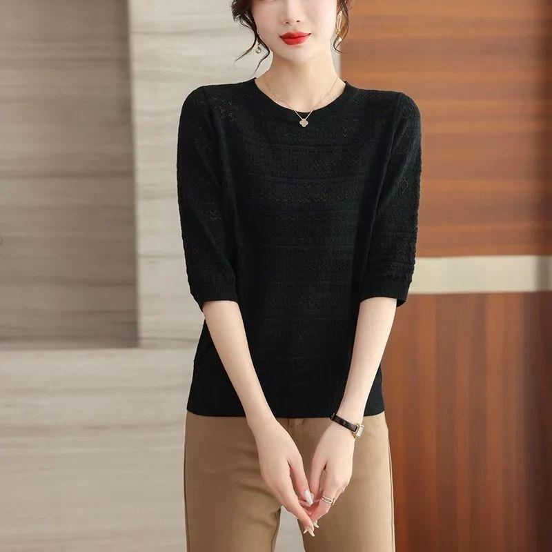 Женский вязаный свитер с вырезами и рукавами средней длины, летний свободный и стильный топ, короткий вязаный свитер 3XL чёрный
Женский вязаный свитер с вырезами и рукавами средней длины, летний свободный и стильный топ, короткий вязаный свитер 3XL чёрный