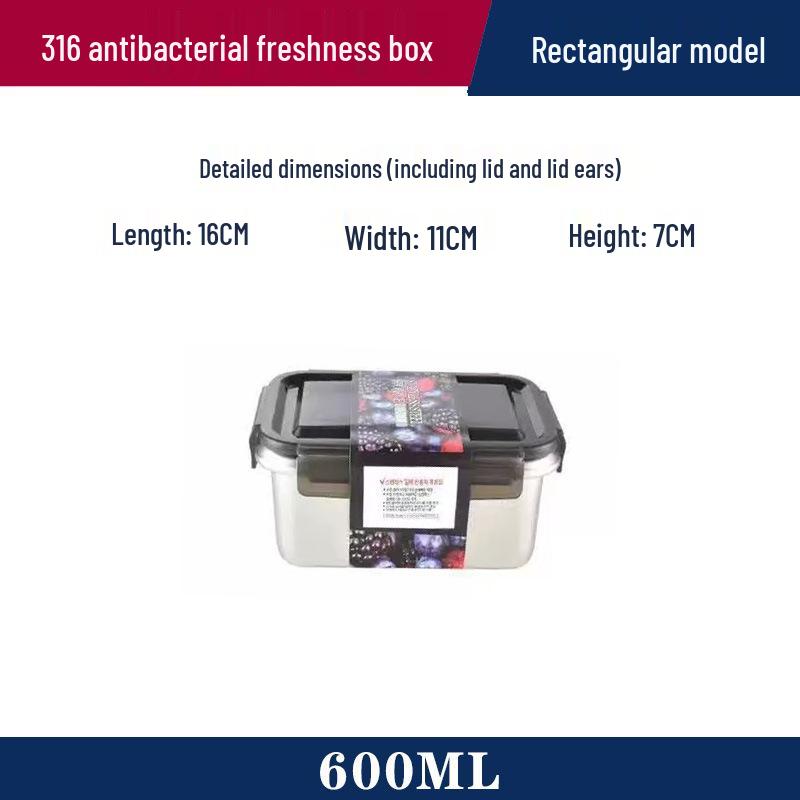 316 Stainless Steel Antibacterial Lunch Box with Lid - Food Grade Fresh-Keeping Bento for Refrigerator Storage and Office Workers 1500ML Square
316 Stainless Steel Antibacterial Lunch Box with Lid - Food Grade Fresh-Keeping Bento for Refrigerator Storage and Office Workers 1500ML Square
